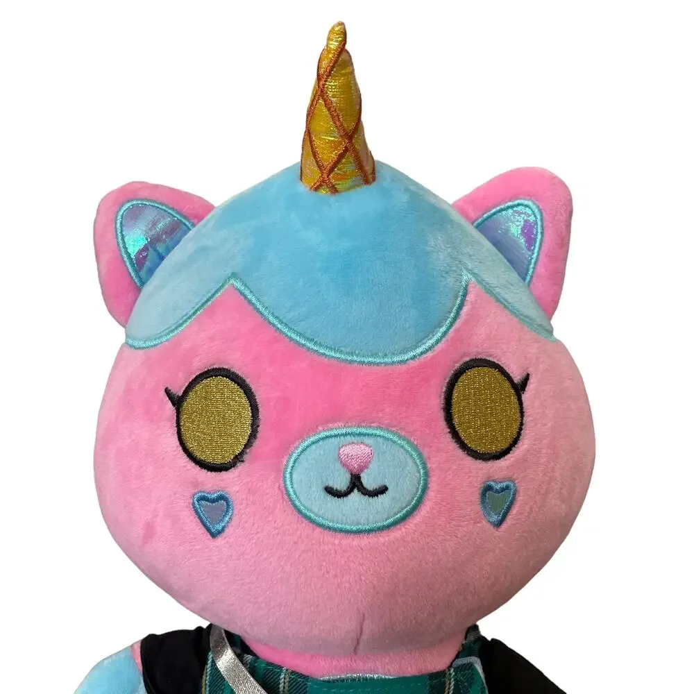 Krew District Rainbow Teddy Plush Plaid Outfit Cupcake Pink Stuffed Animal Toy